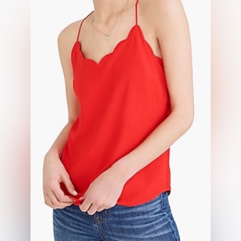 J. Crew Red Scallop Camisole